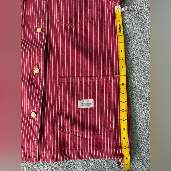 Vtg Ralph Lauren Jeans Co Blue Corduroy Collar Red Pinstriped Chore Barn Jacket - Picture 15 of 16